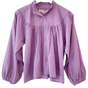 Emerson Fry India Collection Emmaline Lavender Gold Dot Blouse size large